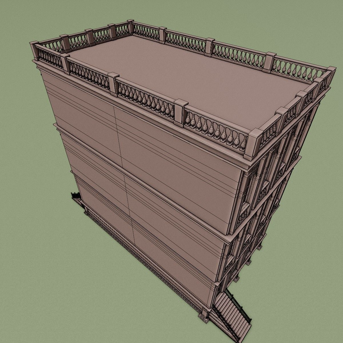 BROOKLYN BROWNSTONE REGULAR OLD BUILDING 005 Low-poly 3D model_13