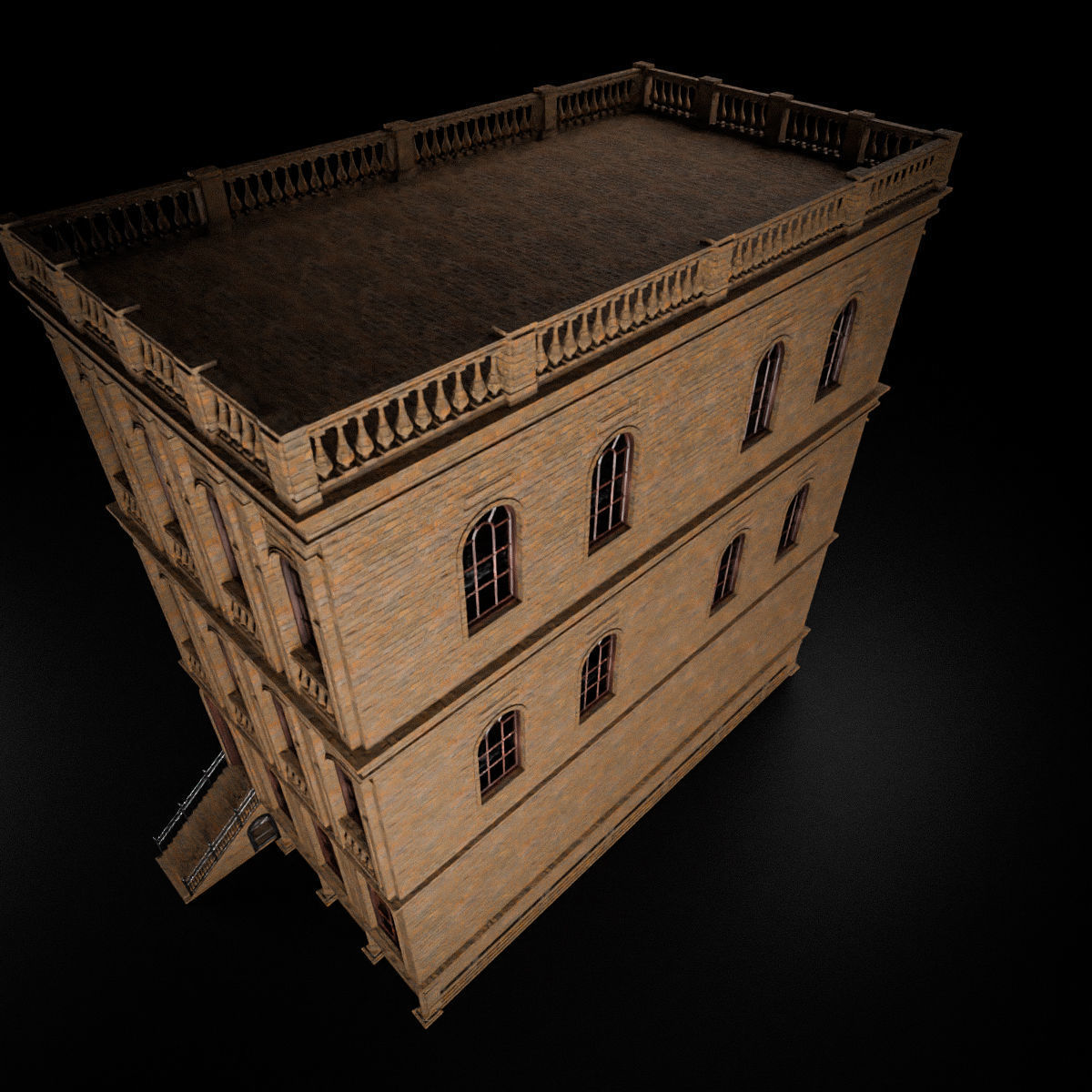 BROOKLYN BROWNSTONE REGULAR OLD BUILDING 005 Low-poly 3D model_8