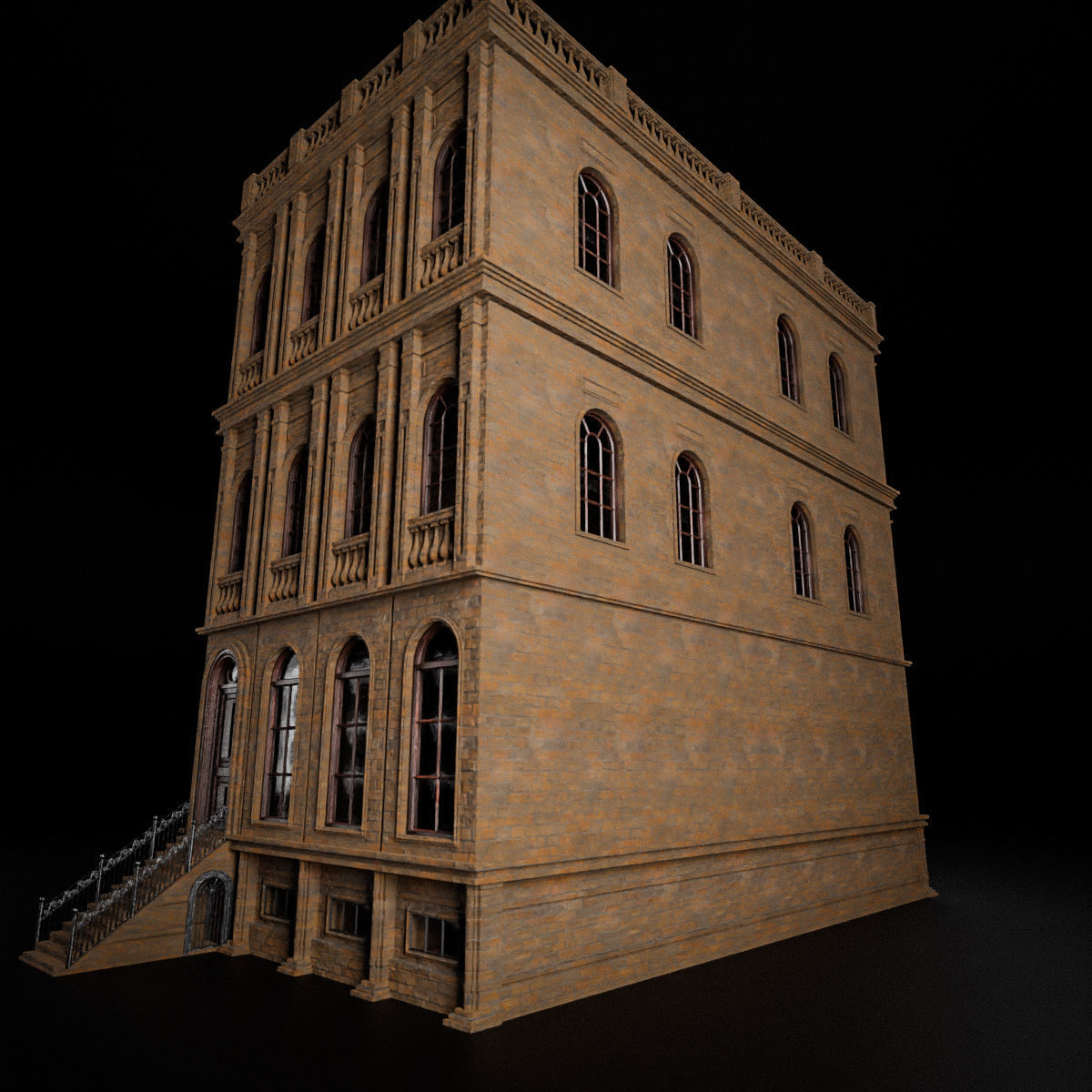 BROOKLYN BROWNSTONE REGULAR OLD BUILDING 005 Low-poly 3D model_4