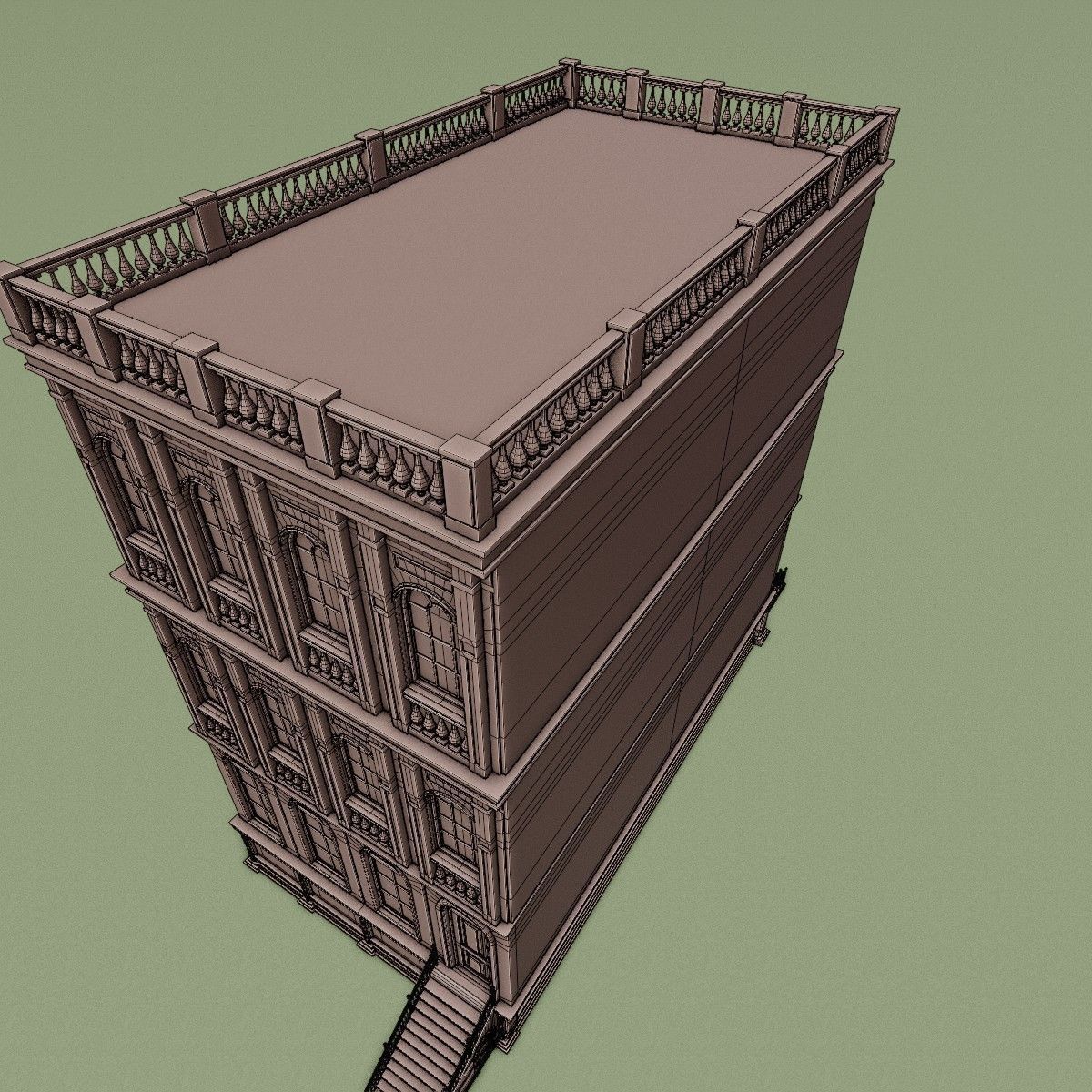 BROOKLYN BROWNSTONE REGULAR OLD BUILDING 005 Low-poly 3D model_15