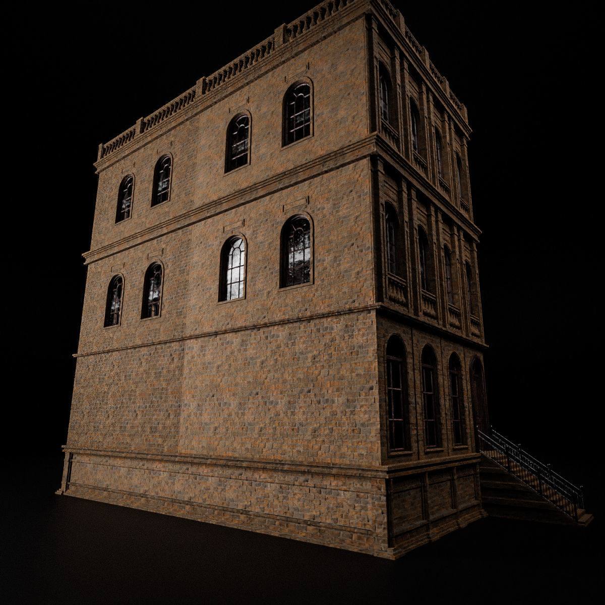 BROOKLYN BROWNSTONE REGULAR OLD BUILDING 005 Low-poly 3D model_5