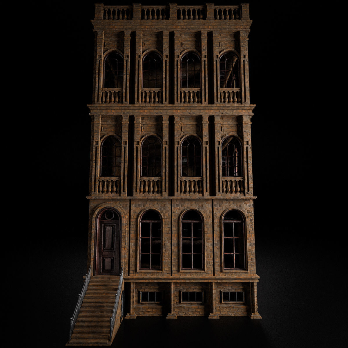 BROOKLYN BROWNSTONE REGULAR OLD BUILDING 005 Low-poly 3D model_2