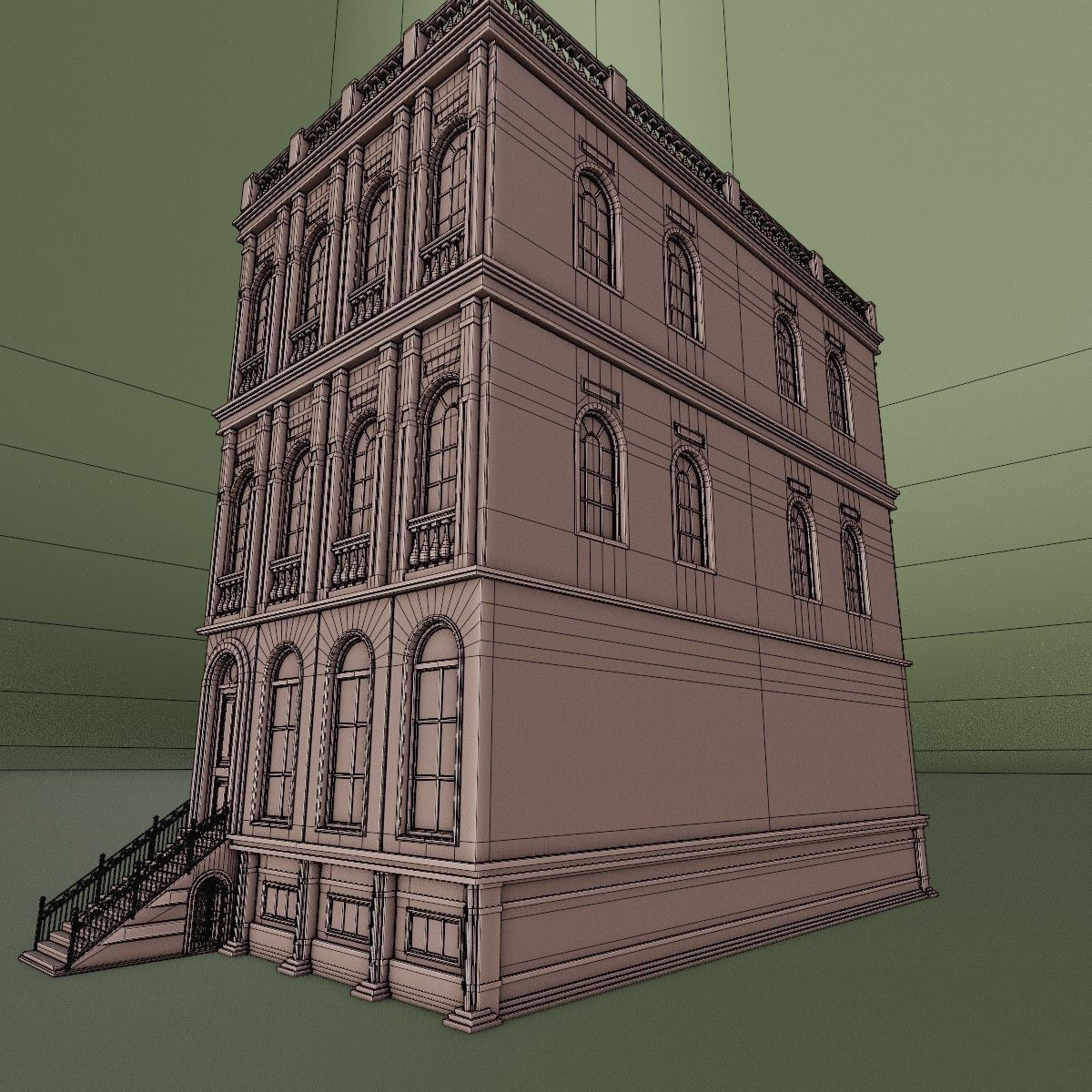 BROOKLYN BROWNSTONE REGULAR OLD BUILDING 005 Low-poly 3D model_20