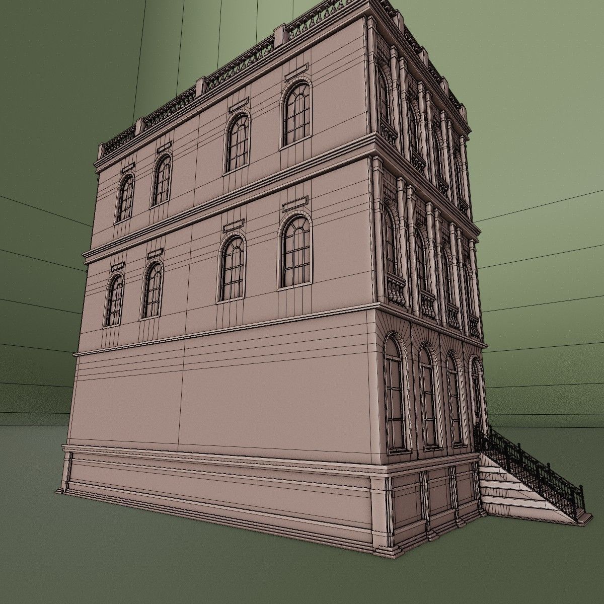 BROOKLYN BROWNSTONE REGULAR OLD BUILDING 005 Low-poly 3D model_16