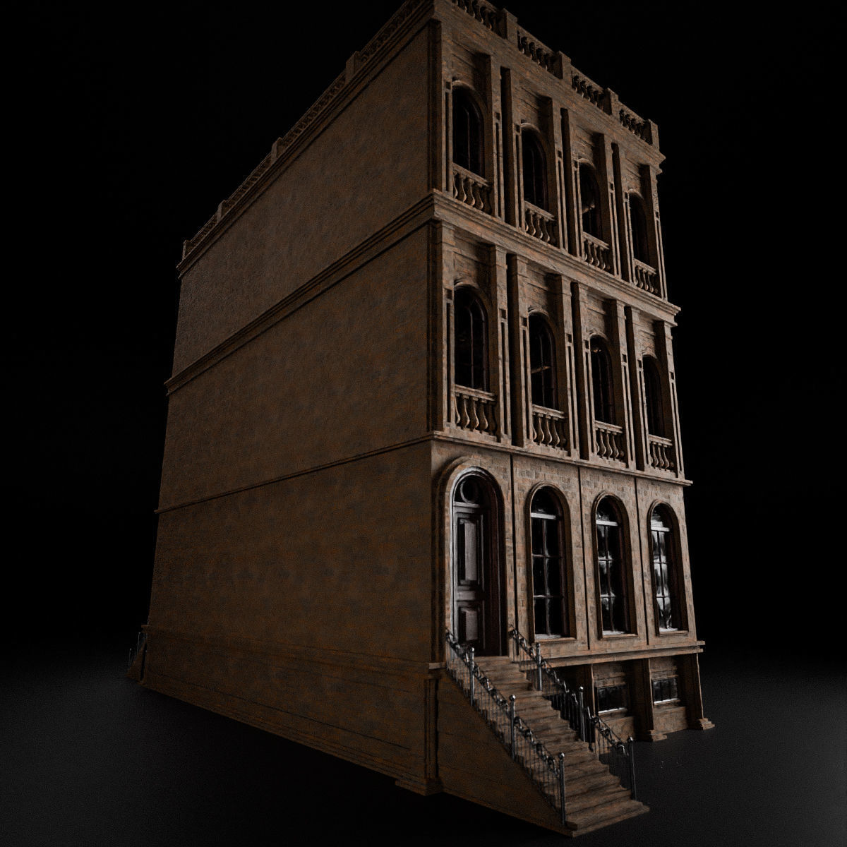BROOKLYN BROWNSTONE REGULAR OLD BUILDING 005 Low-poly 3D model_3