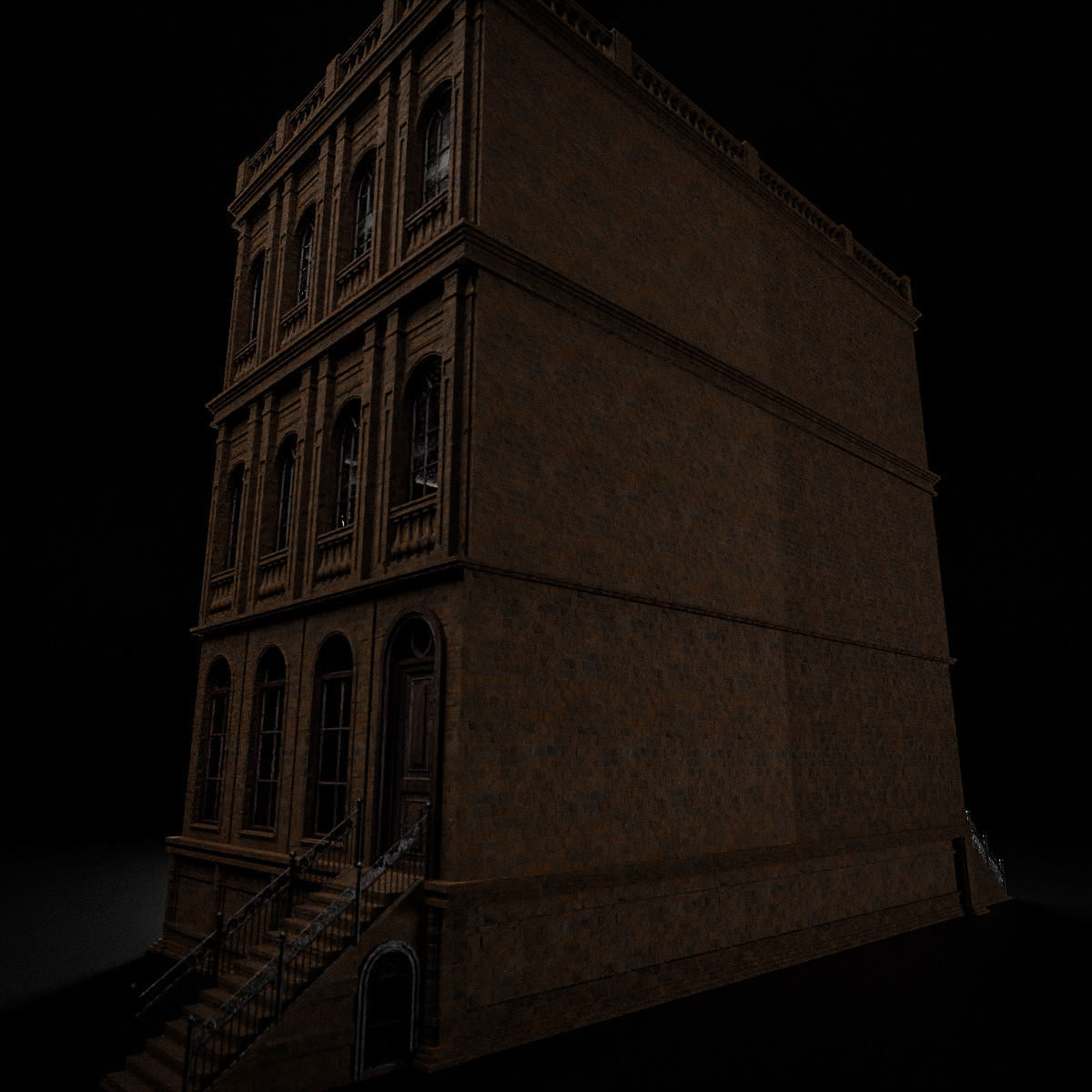 BROOKLYN BROWNSTONE REGULAR OLD BUILDING 005 Low-poly 3D model_6