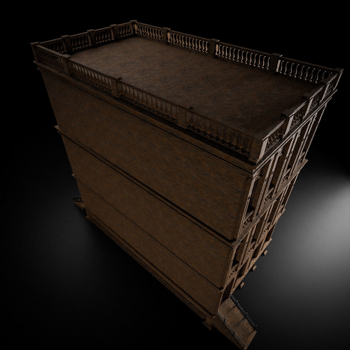 BROOKLYN BROWNSTONE REGULAR OLD BUILDING 005 Low-poly 3D model_9