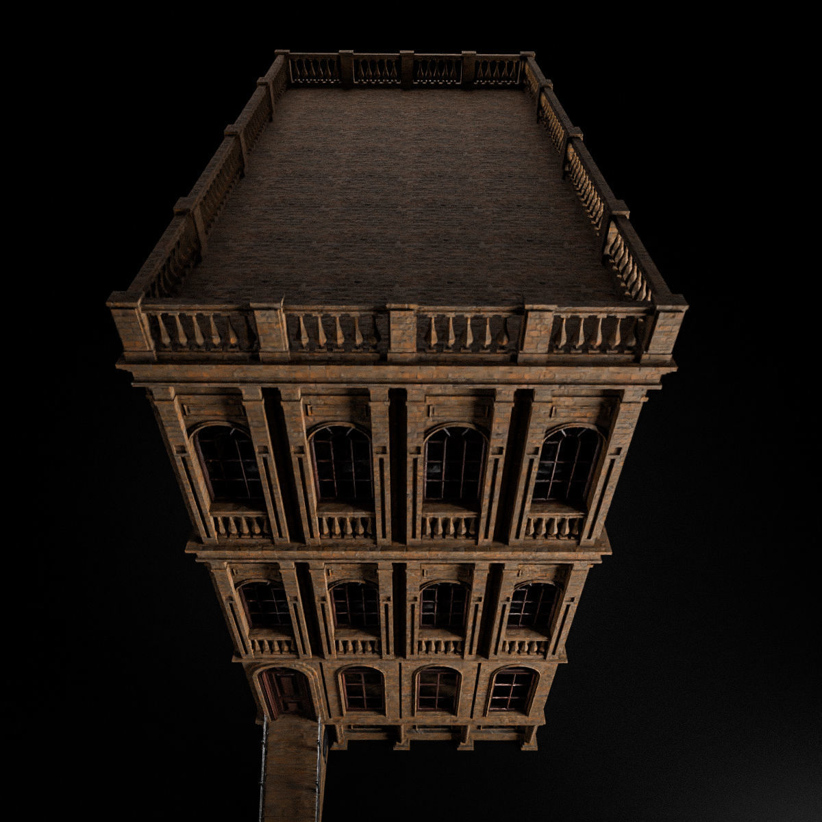 BROOKLYN BROWNSTONE REGULAR OLD BUILDING 005 Low-poly 3D model_7