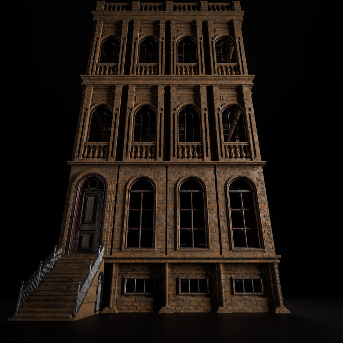 BROOKLYN BROWNSTONE REGULAR OLD BUILDING 005 Low-poly 3D model_11