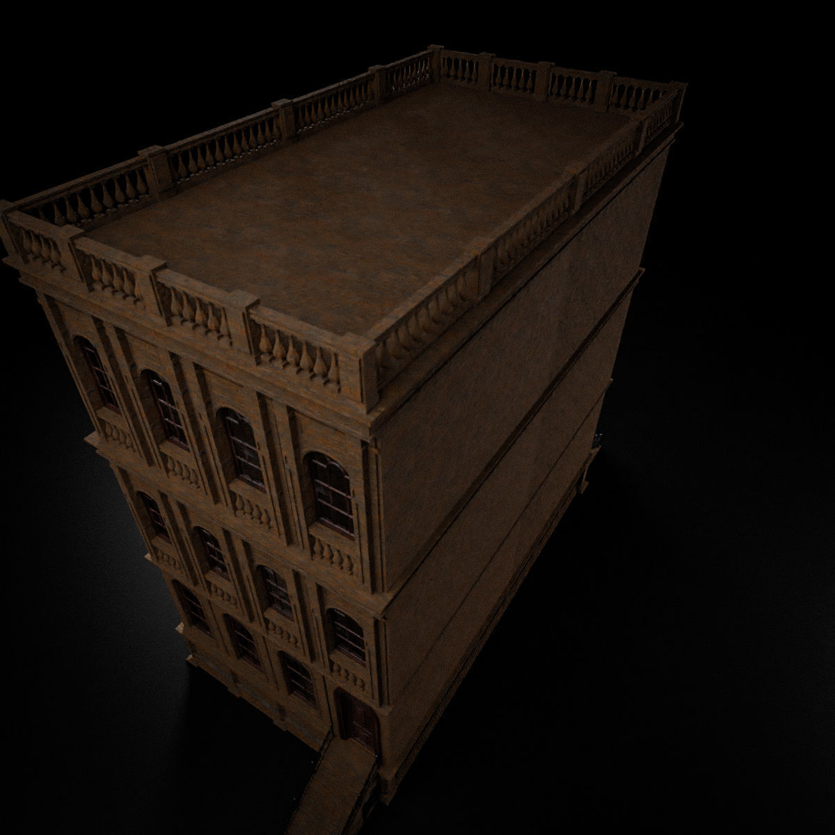 BROOKLYN BROWNSTONE REGULAR OLD BUILDING 005 Low-poly 3D model_10