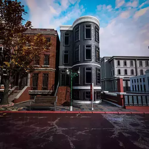 BROOKLYN BROWNSTONE REGULAR OLD BUILDING 006 Low-poly 3D model