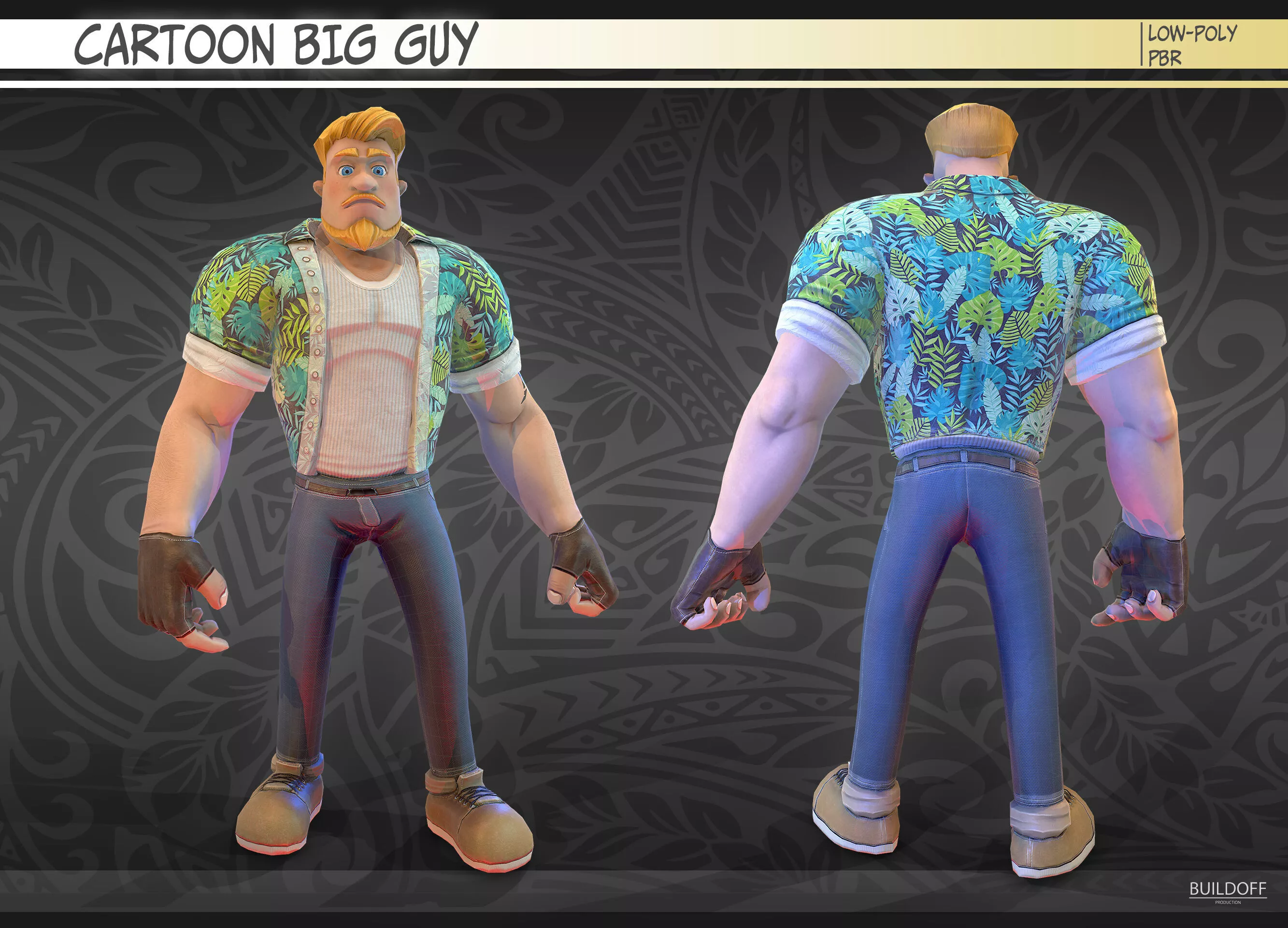 Cartoon big guy Low-poly 3D model