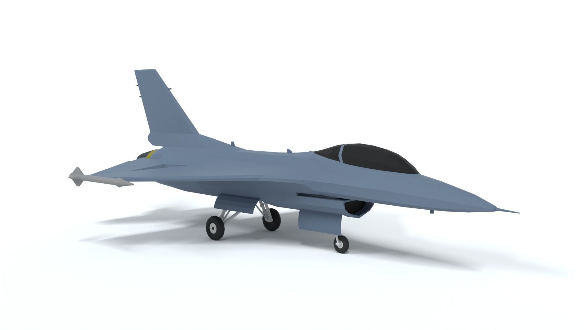 Low Poly Cartoon F-16c Fighting Falcon Low-poly 3D model_6