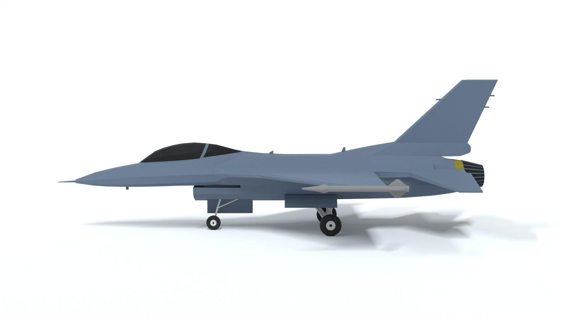 Low Poly Cartoon F-16c Fighting Falcon Low-poly 3D model_1