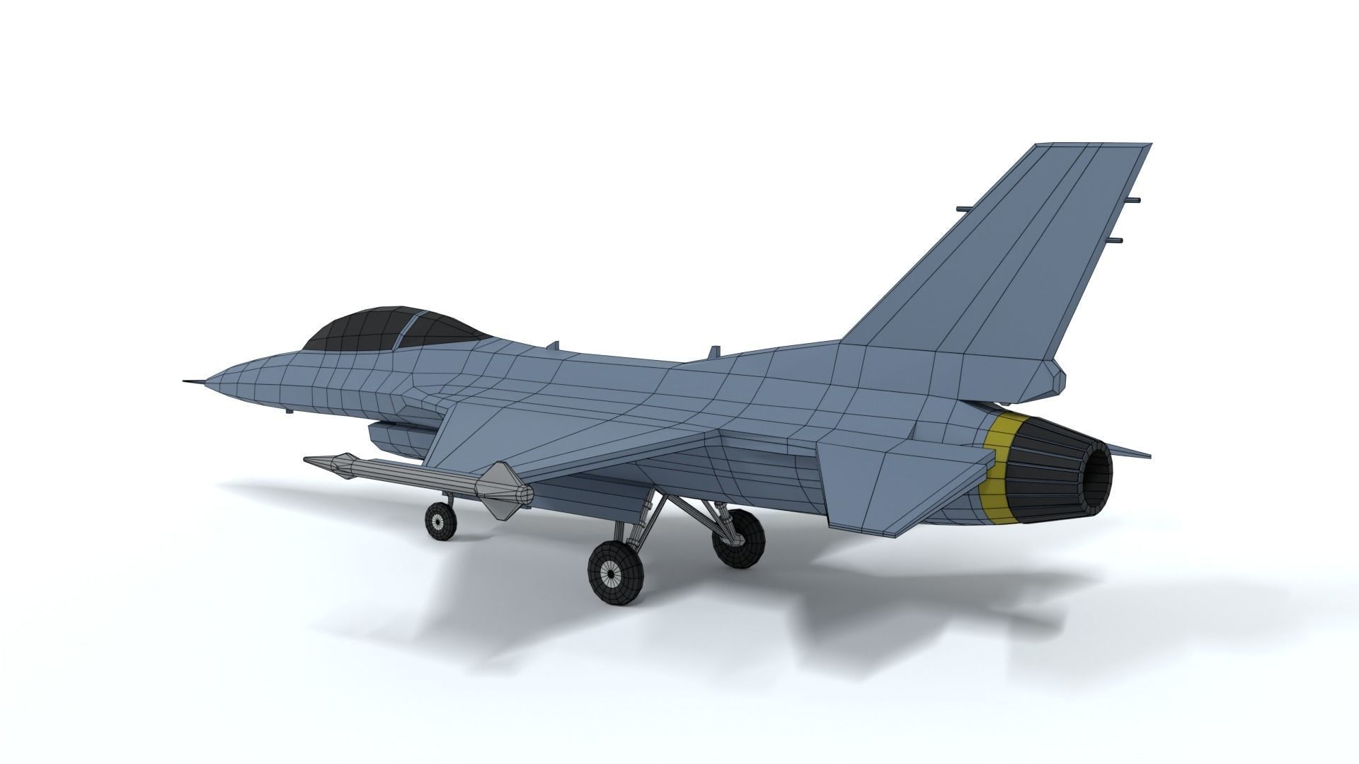 Low Poly Cartoon F-16c Fighting Falcon Low-poly 3D model_12