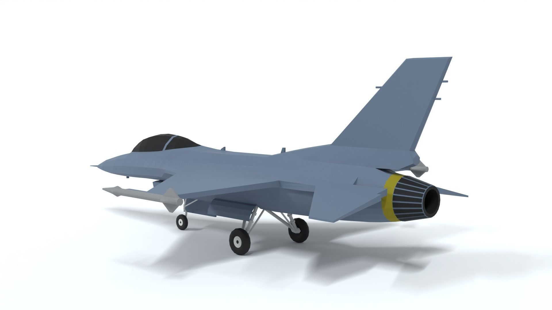 Low Poly Cartoon F-16c Fighting Falcon Low-poly 3D model_2