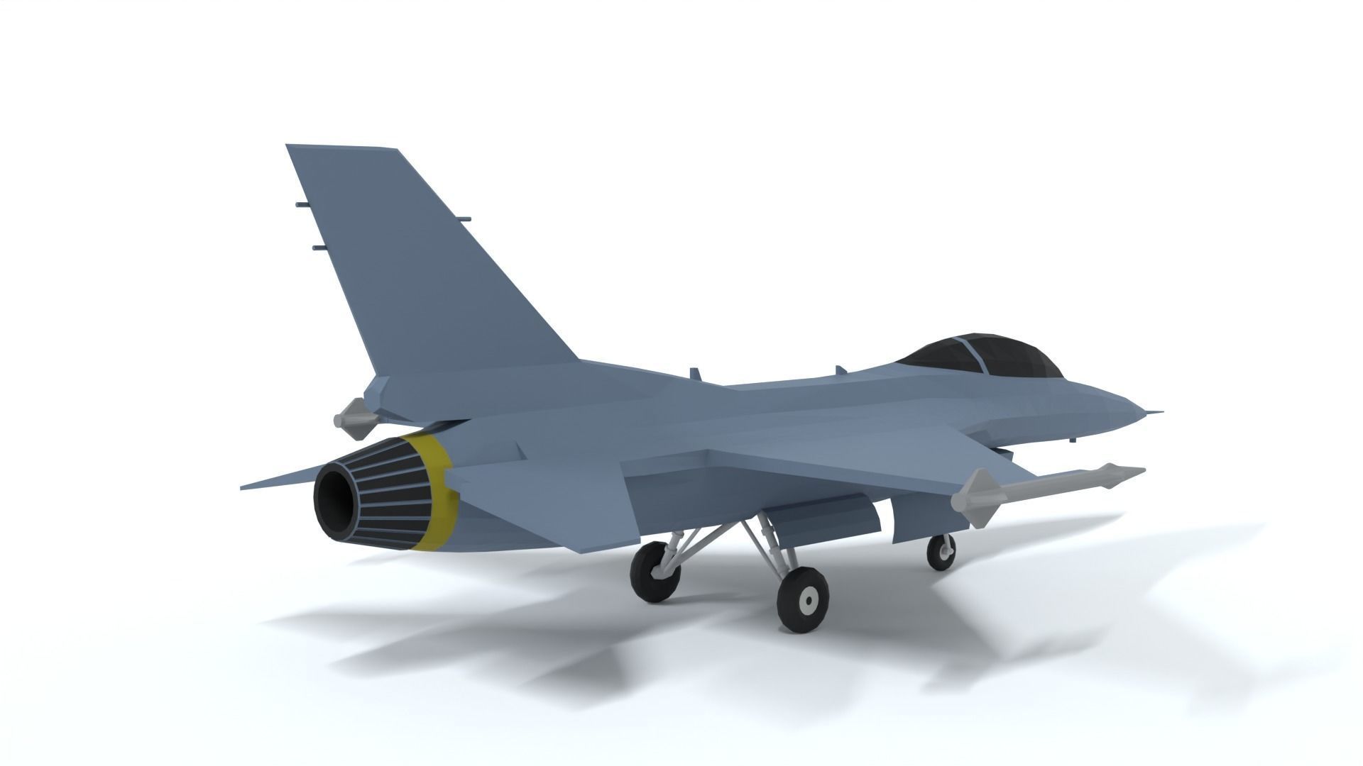 Low Poly Cartoon F-16c Fighting Falcon Low-poly 3D model_4