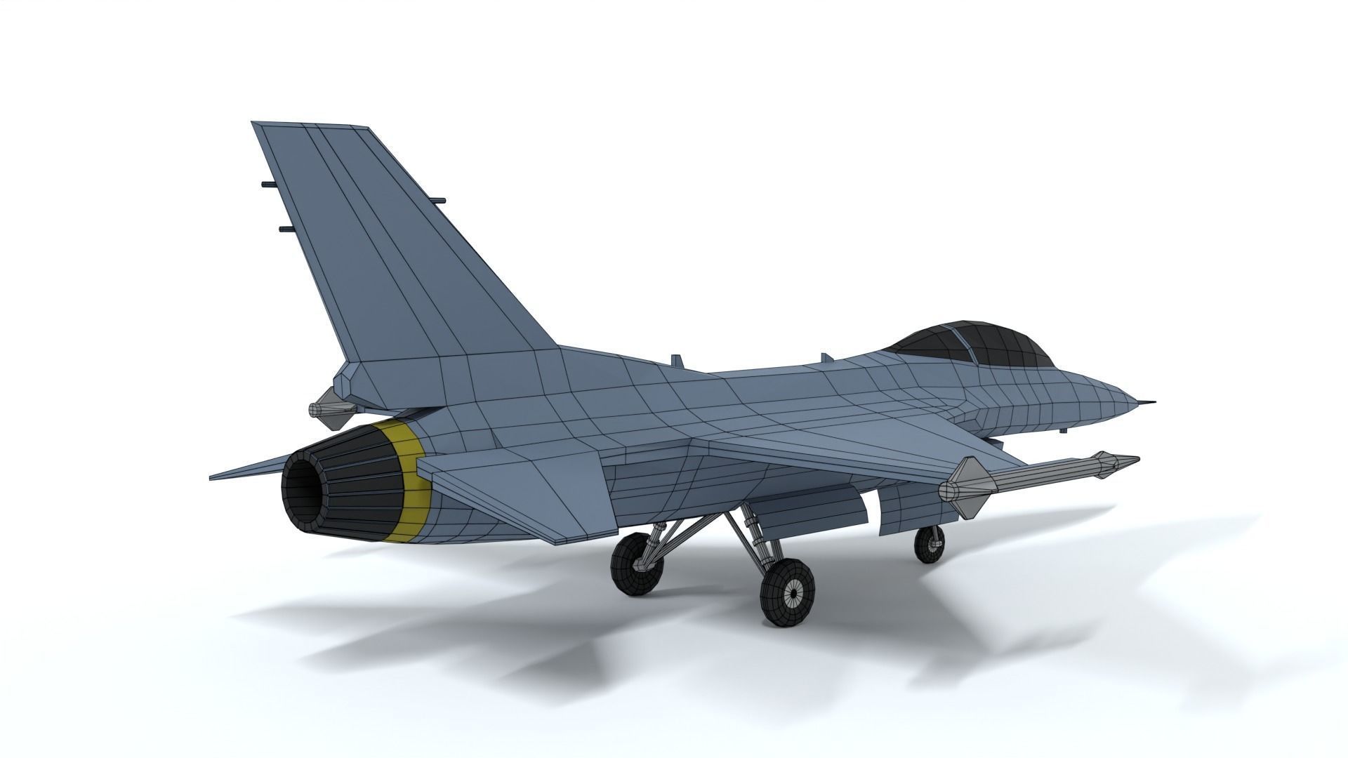 Low Poly Cartoon F-16c Fighting Falcon Low-poly 3D model_14