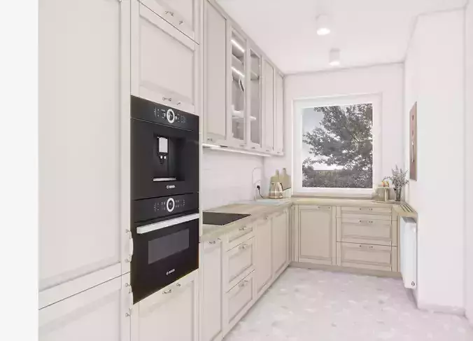 Beige classic kitchen