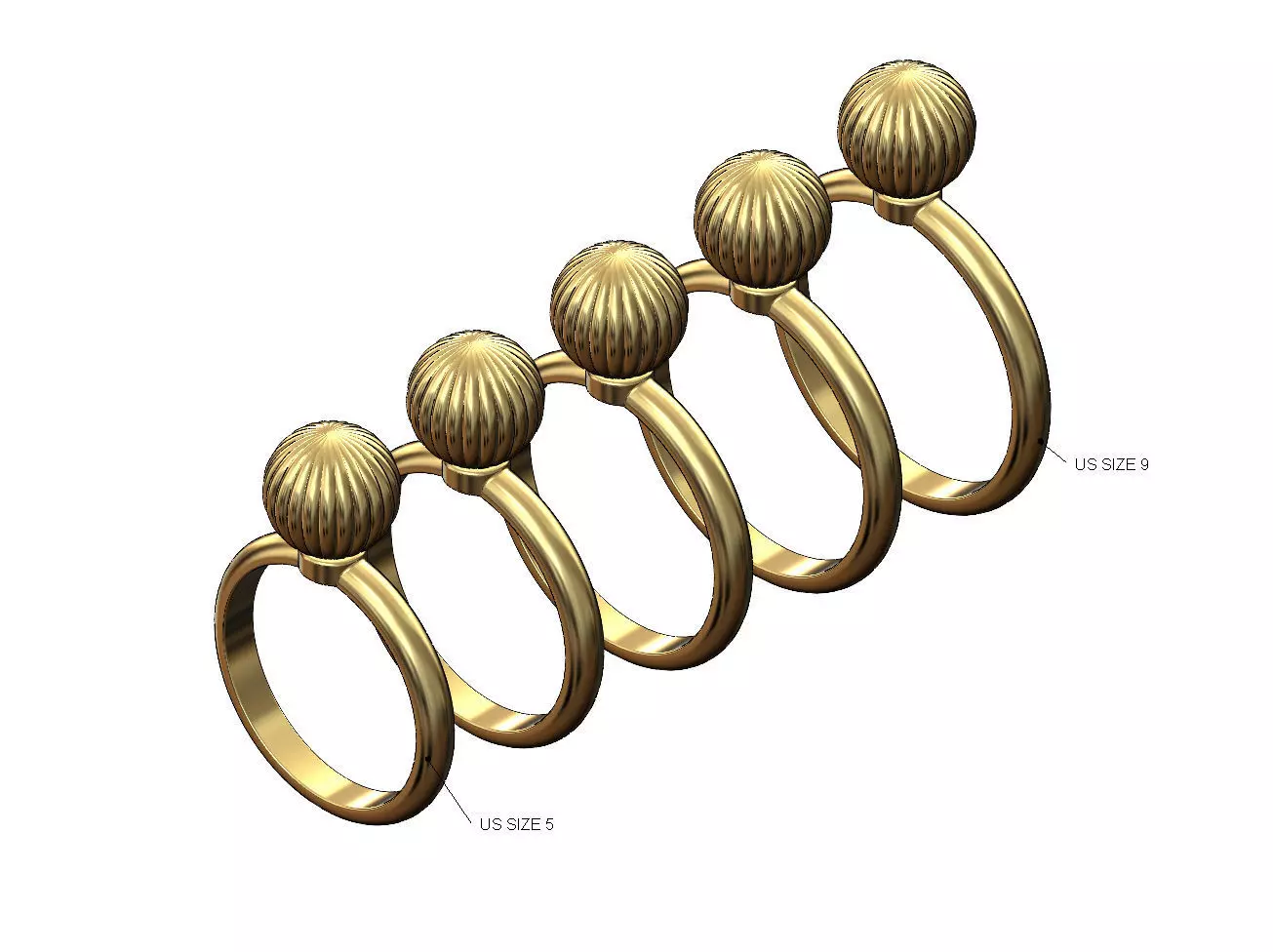 Corrugated gold ball band US size 5to9 3D print model