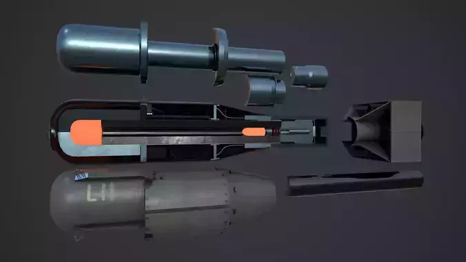 Little Boy Atomic bomb Cross Section Low-poly 3D model