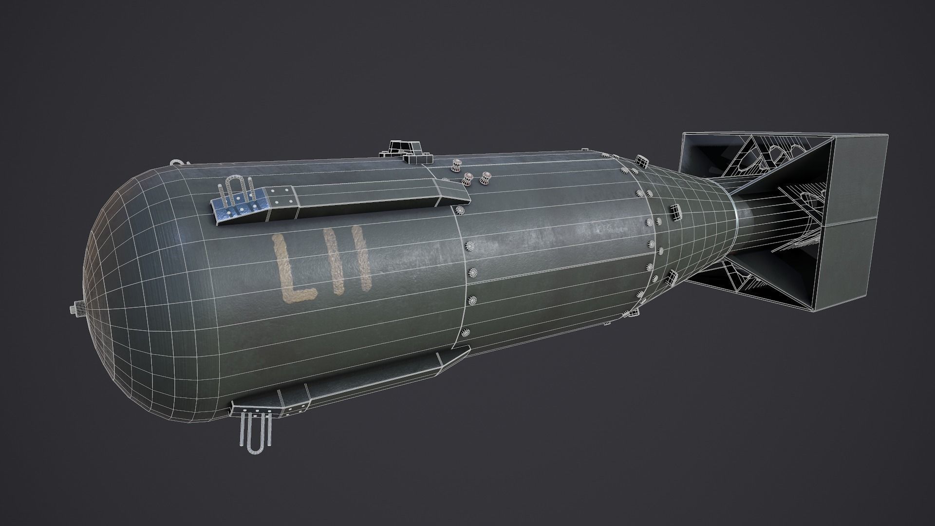 Little Boy Atomic bomb Cross Section Low-poly 3D model_14