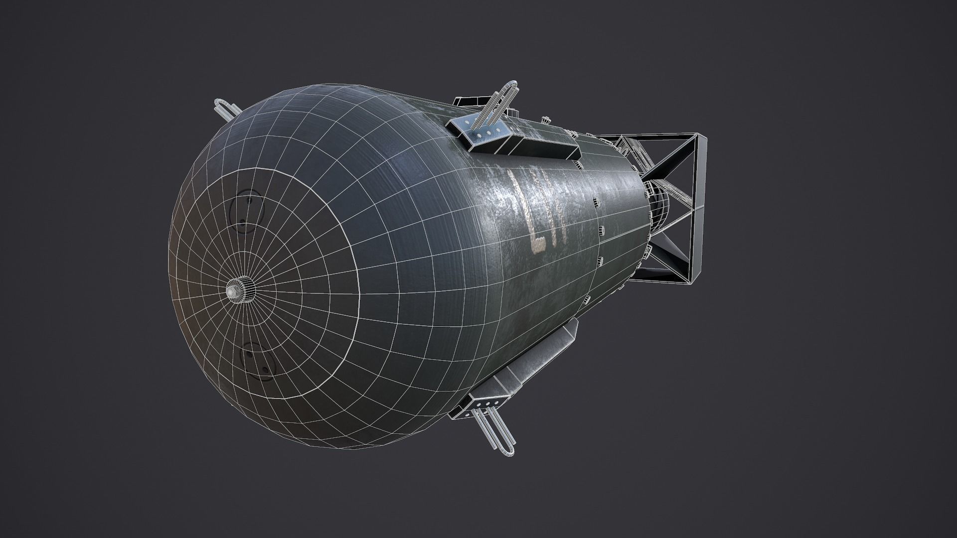 Little Boy Atomic bomb Cross Section Low-poly 3D model_15