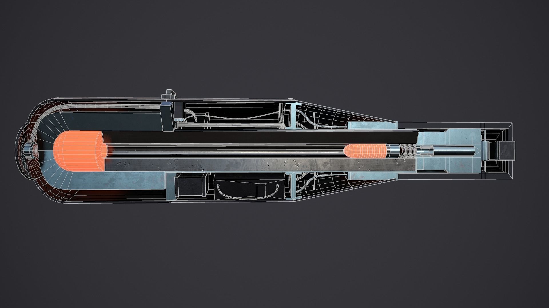 Little Boy Atomic bomb Cross Section Low-poly 3D model_9