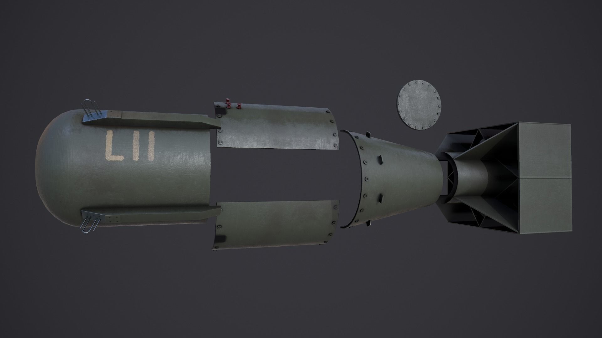 Little Boy Atomic bomb Cross Section Low-poly 3D model_7