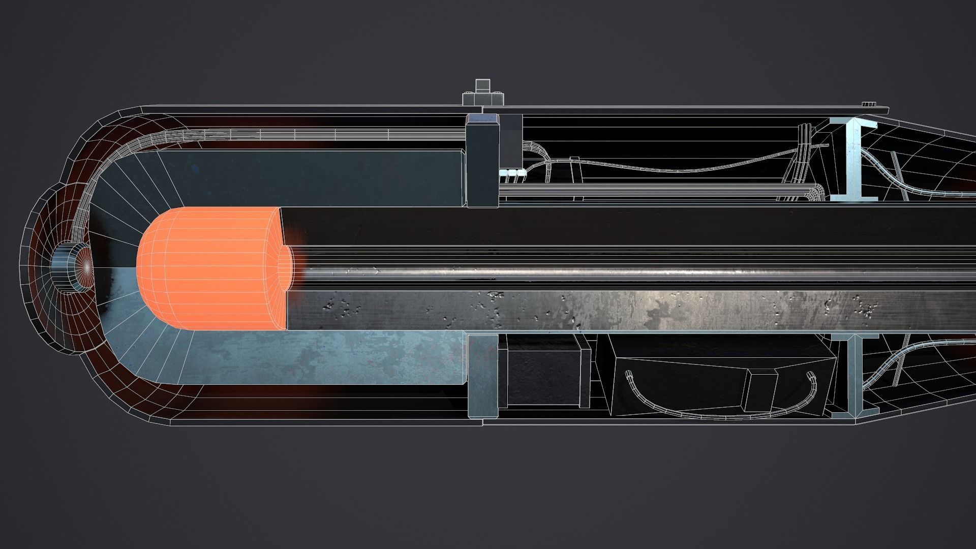 Little Boy Atomic bomb Cross Section Low-poly 3D model_11