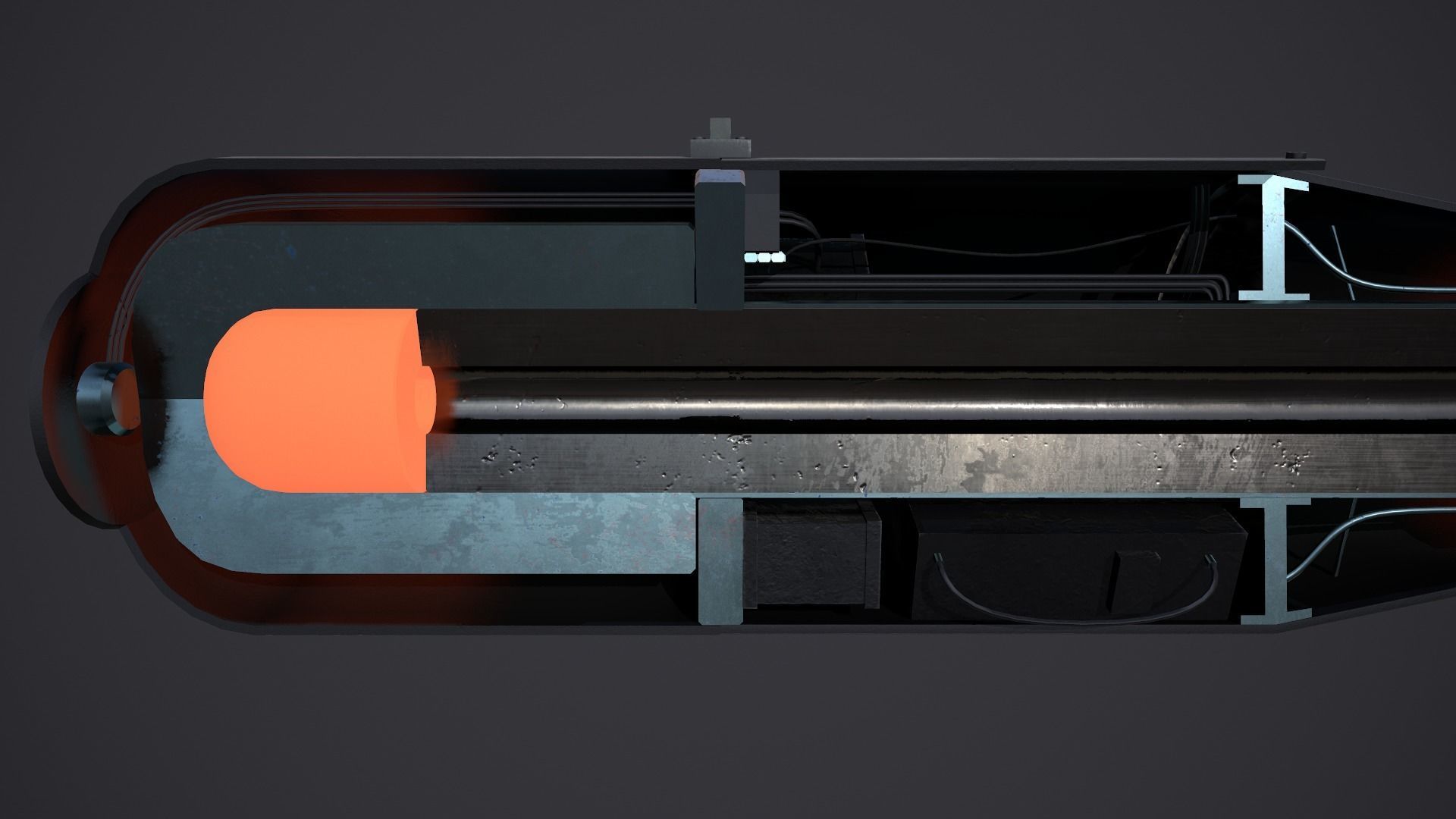 Little Boy Atomic bomb Cross Section Low-poly 3D model_5