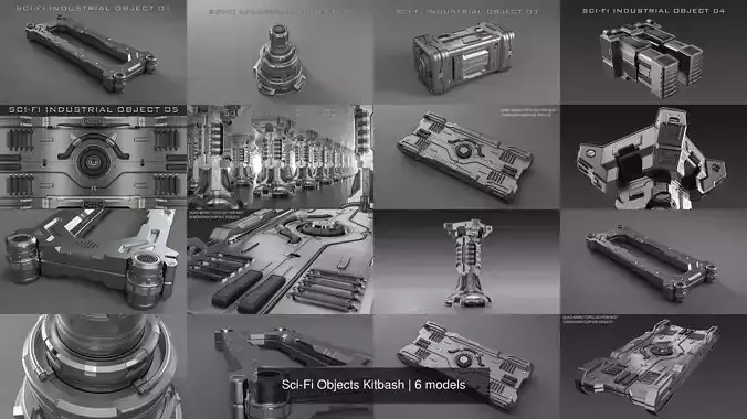 Sci-Fi Objects Kitbash 3D Model Collection