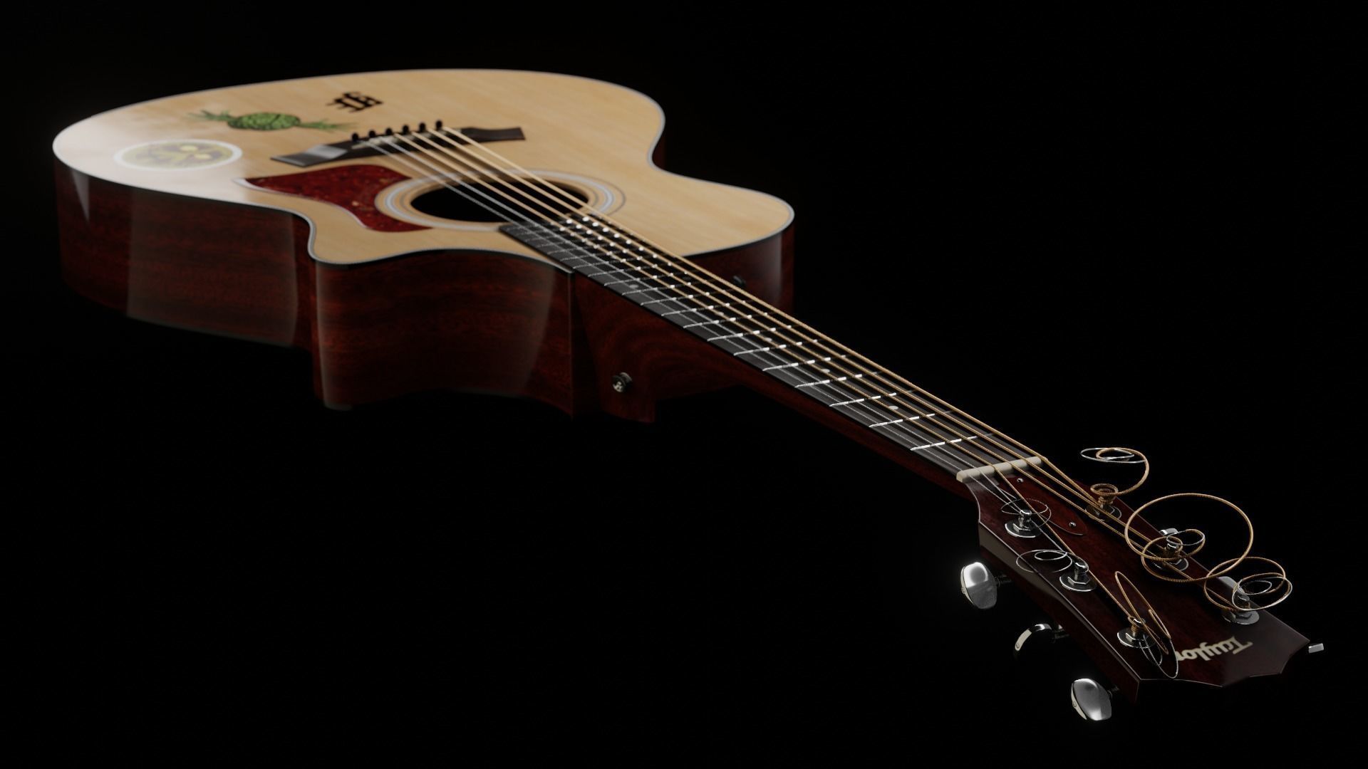 Taylor Guitar 313ce Low-poly 3D model_11