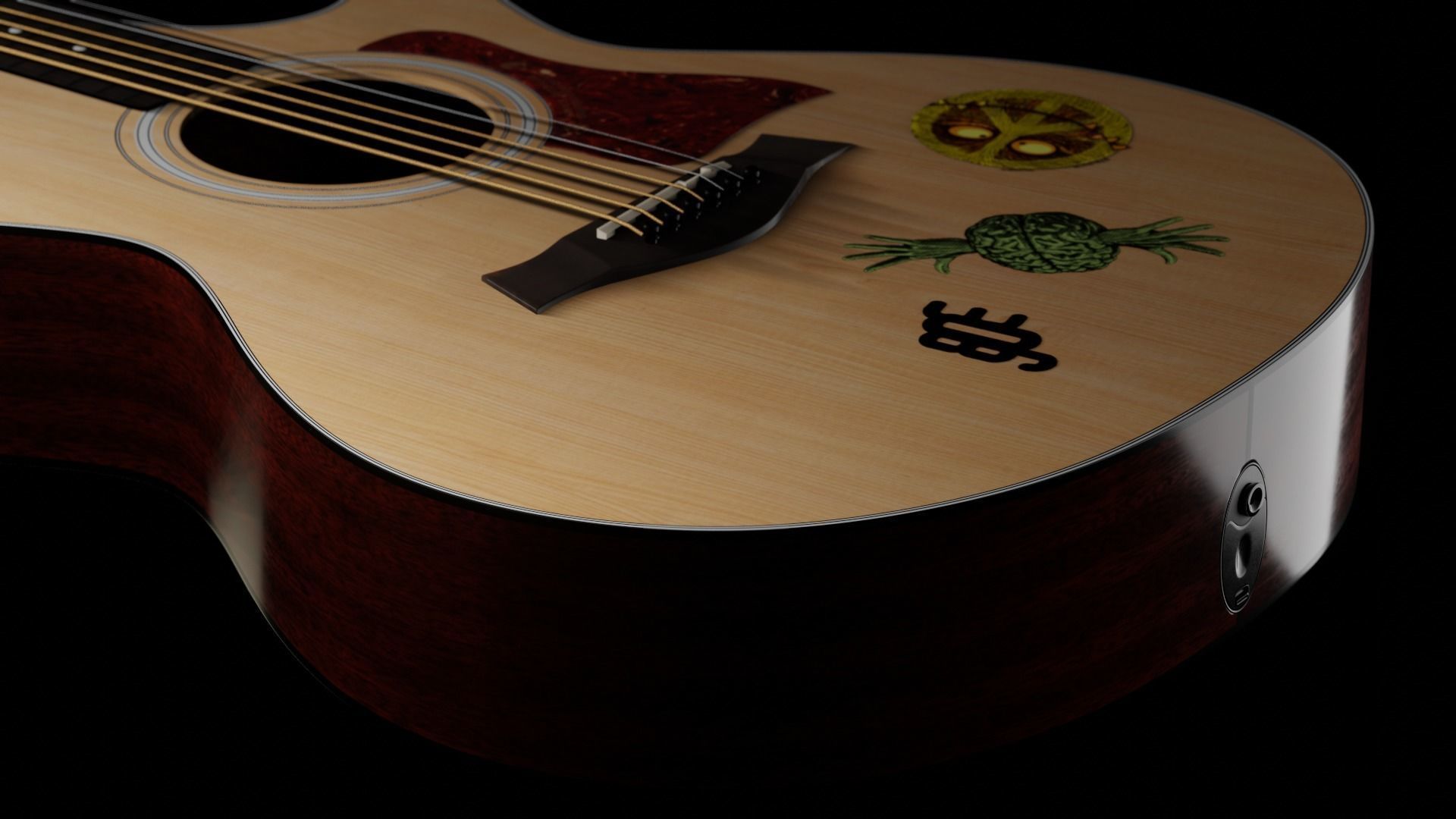 Taylor Guitar 313ce Low-poly 3D model_10