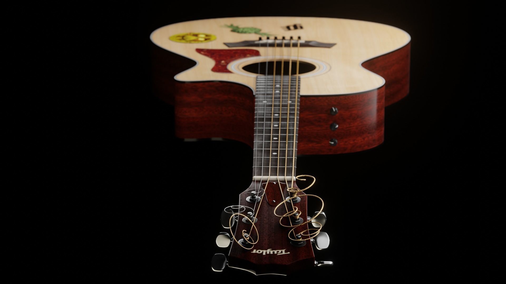 Taylor Guitar 313ce Low-poly 3D model_12