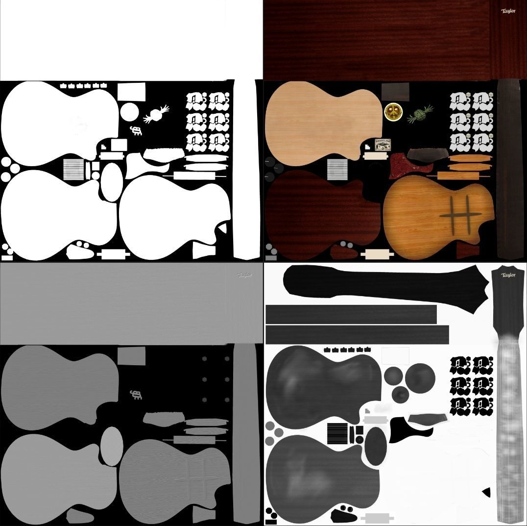 Taylor Guitar 313ce Low-poly 3D model_27