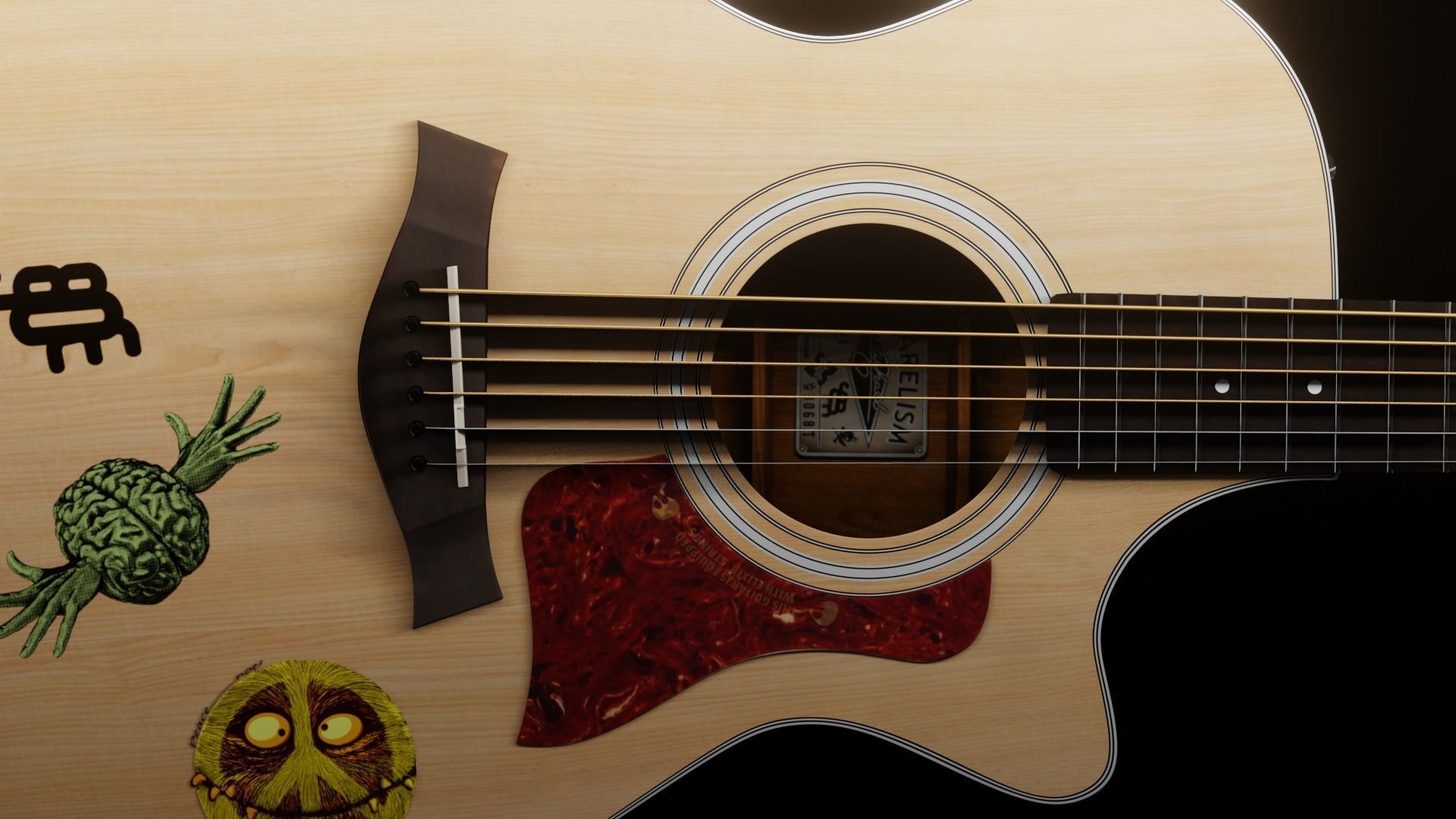Taylor Guitar 313ce Low-poly 3D model_8
