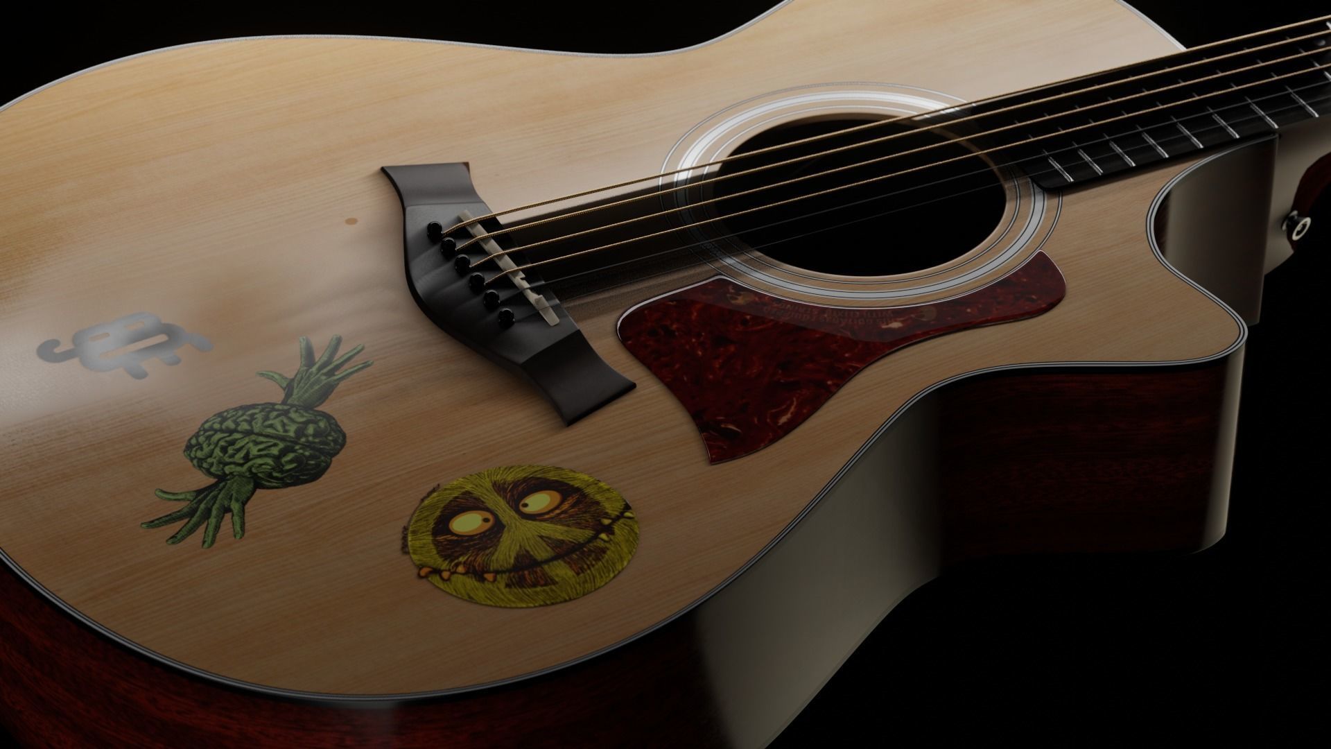Taylor Guitar 313ce Low-poly 3D model_14
