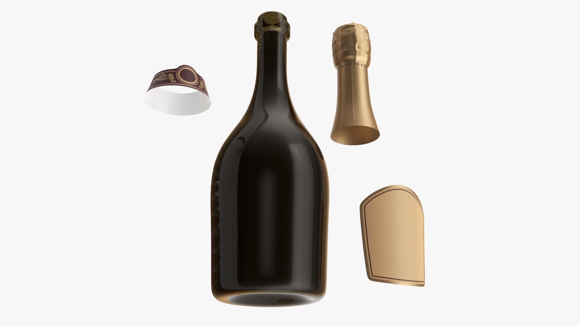 Champagne bottle mockup 01 3D model_5