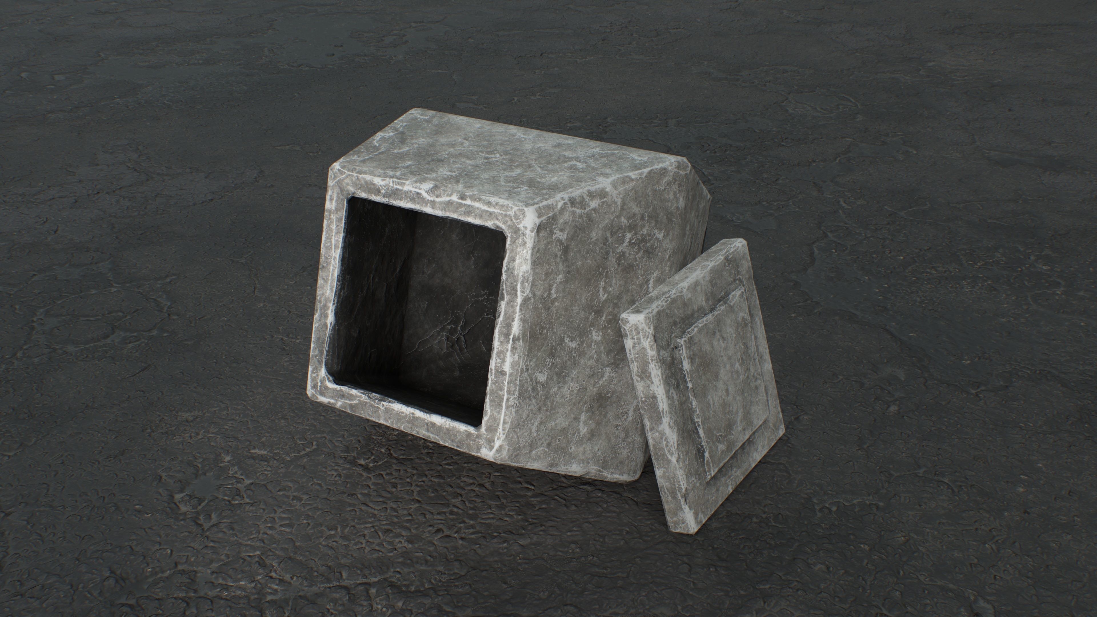 Dwarf Stone Box Low-poly 3D model_9