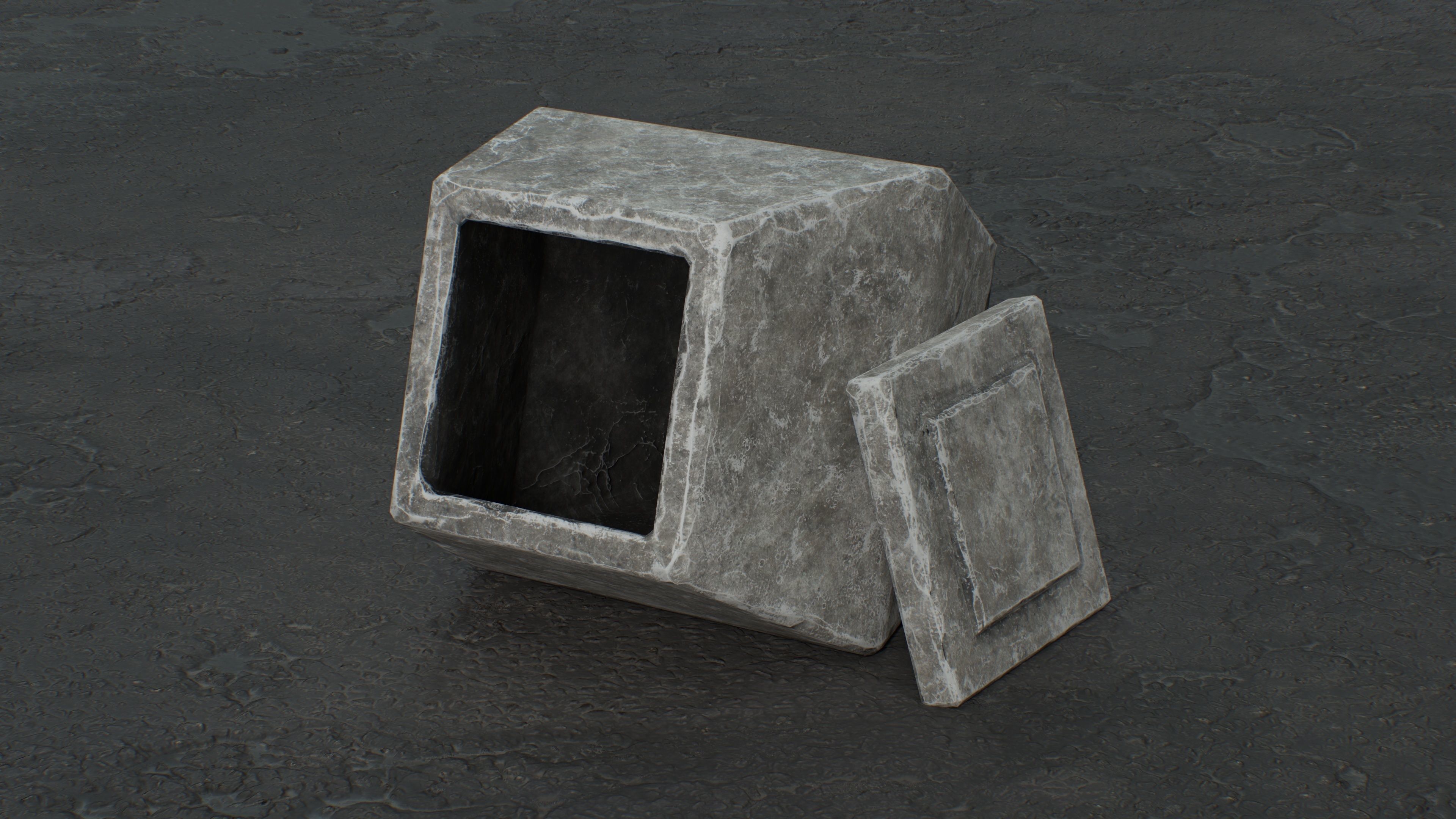 Dwarf Stone Box Low-poly 3D model_6