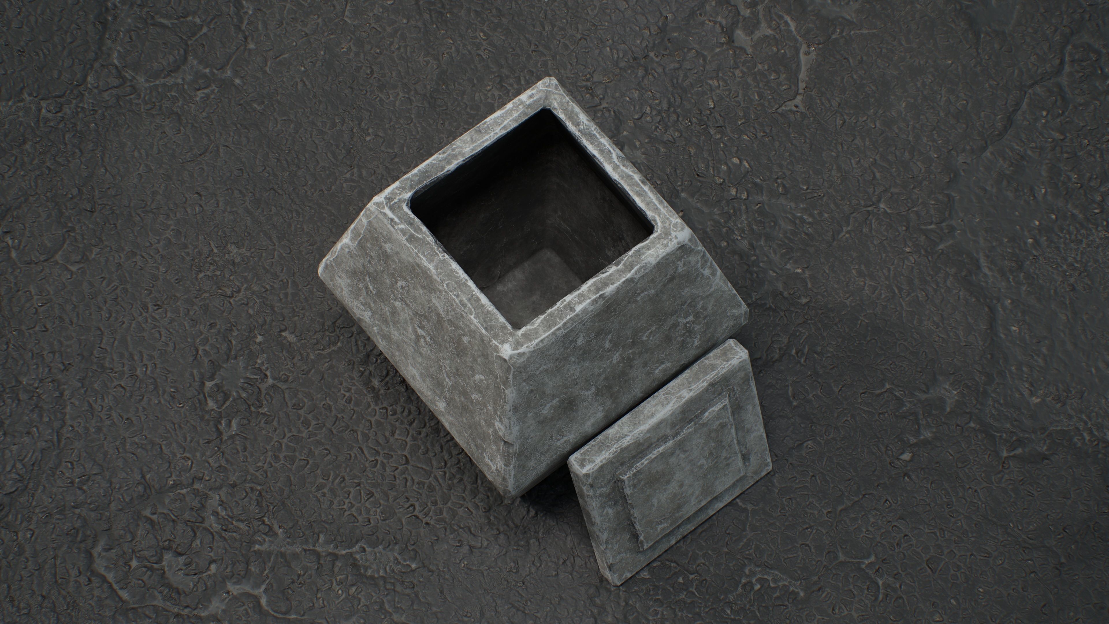 Dwarf Stone Box Low-poly 3D model_5