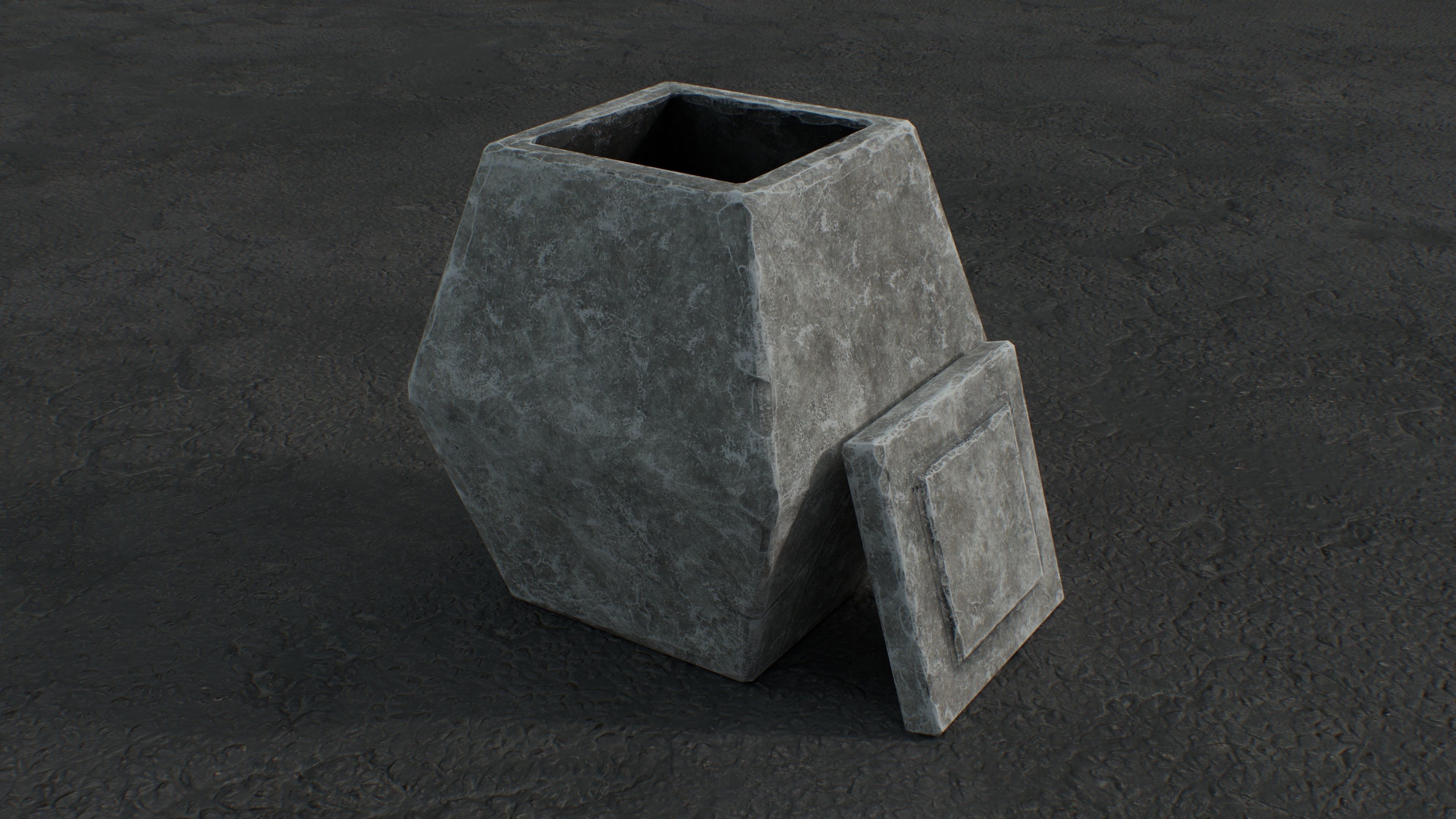 Dwarf Stone Box Low-poly 3D model_10