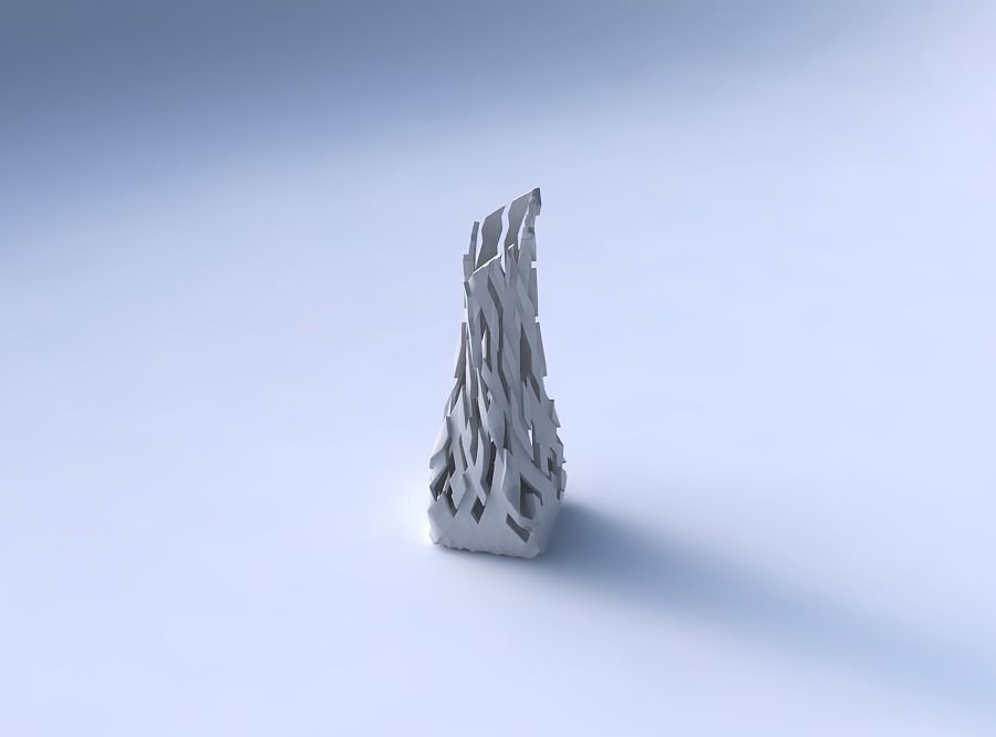 Vase twisted squeezed and bent rectangle 2 with cuts and bulges 3D print model_3