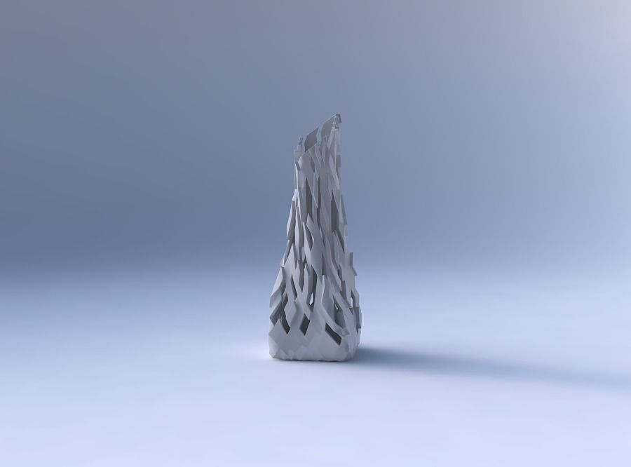 Vase twisted squeezed and bent rectangle 2 with cuts and bulges 3D print model_4