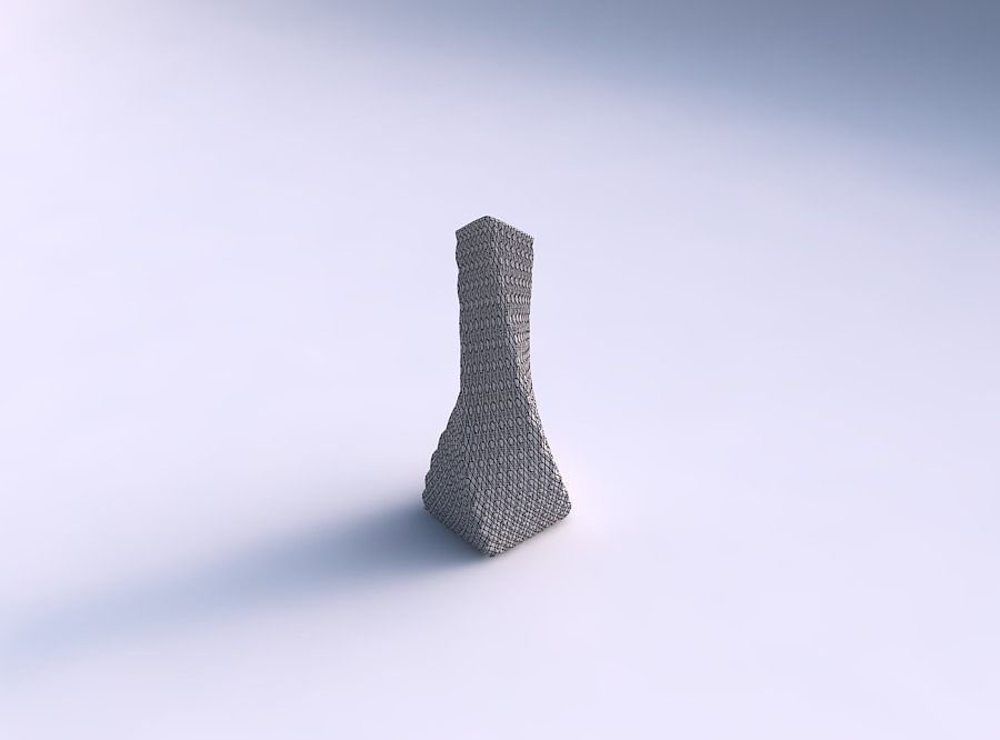Vase twisted squeezed and bent rectangle 2 with diagonal grid... 3D print model_5