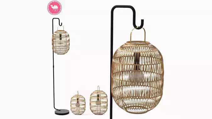 Bori Natural Lantern Set Low-poly 3D model