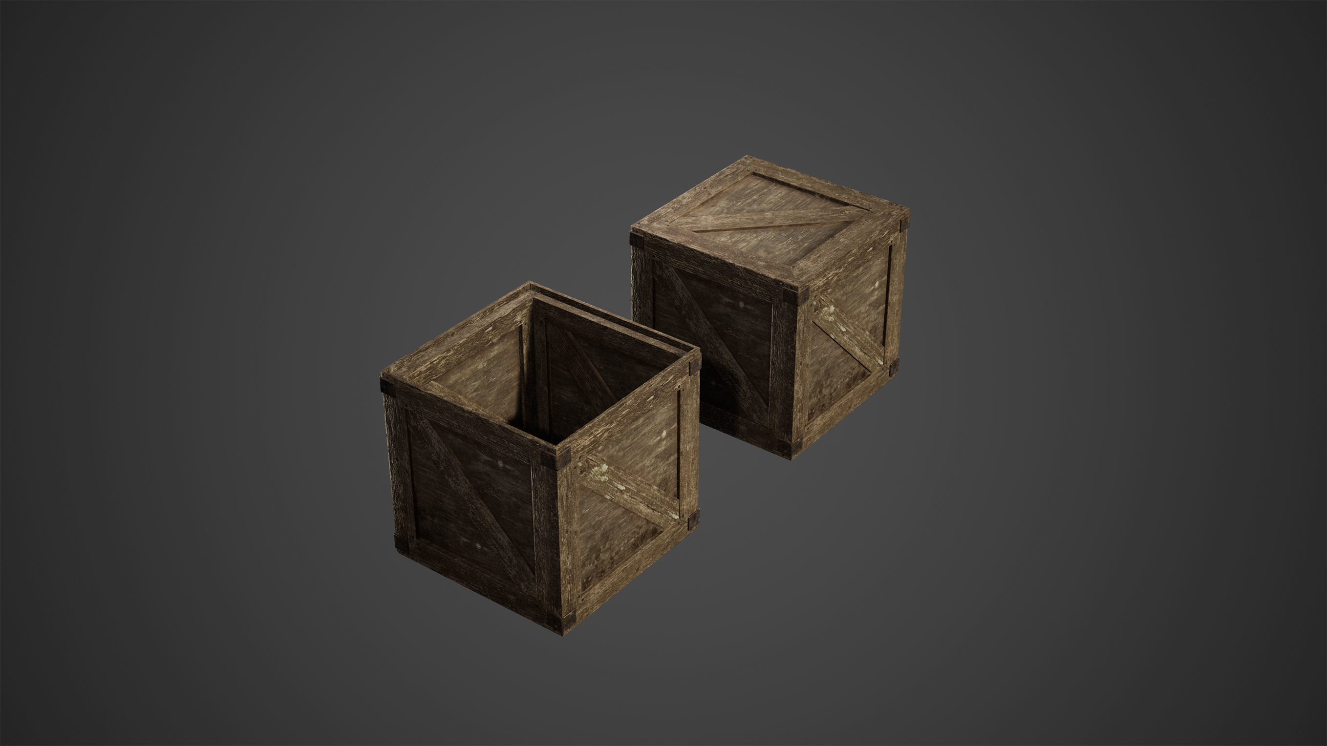 Old Wooden Crates Low Poly Game Ready Low-poly 3D model_4