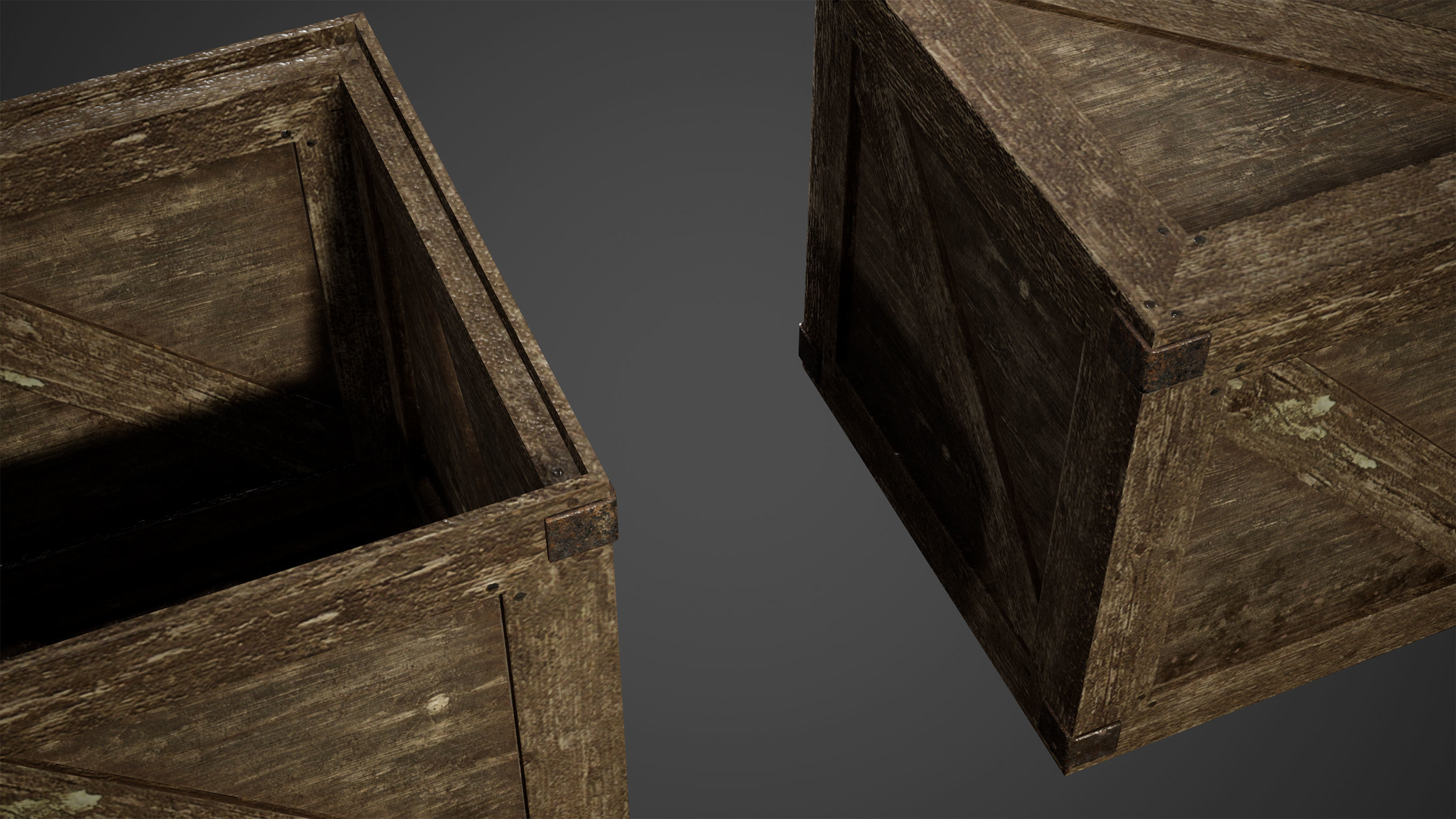 Old Wooden Crates Low Poly Game Ready Low-poly 3D model_3