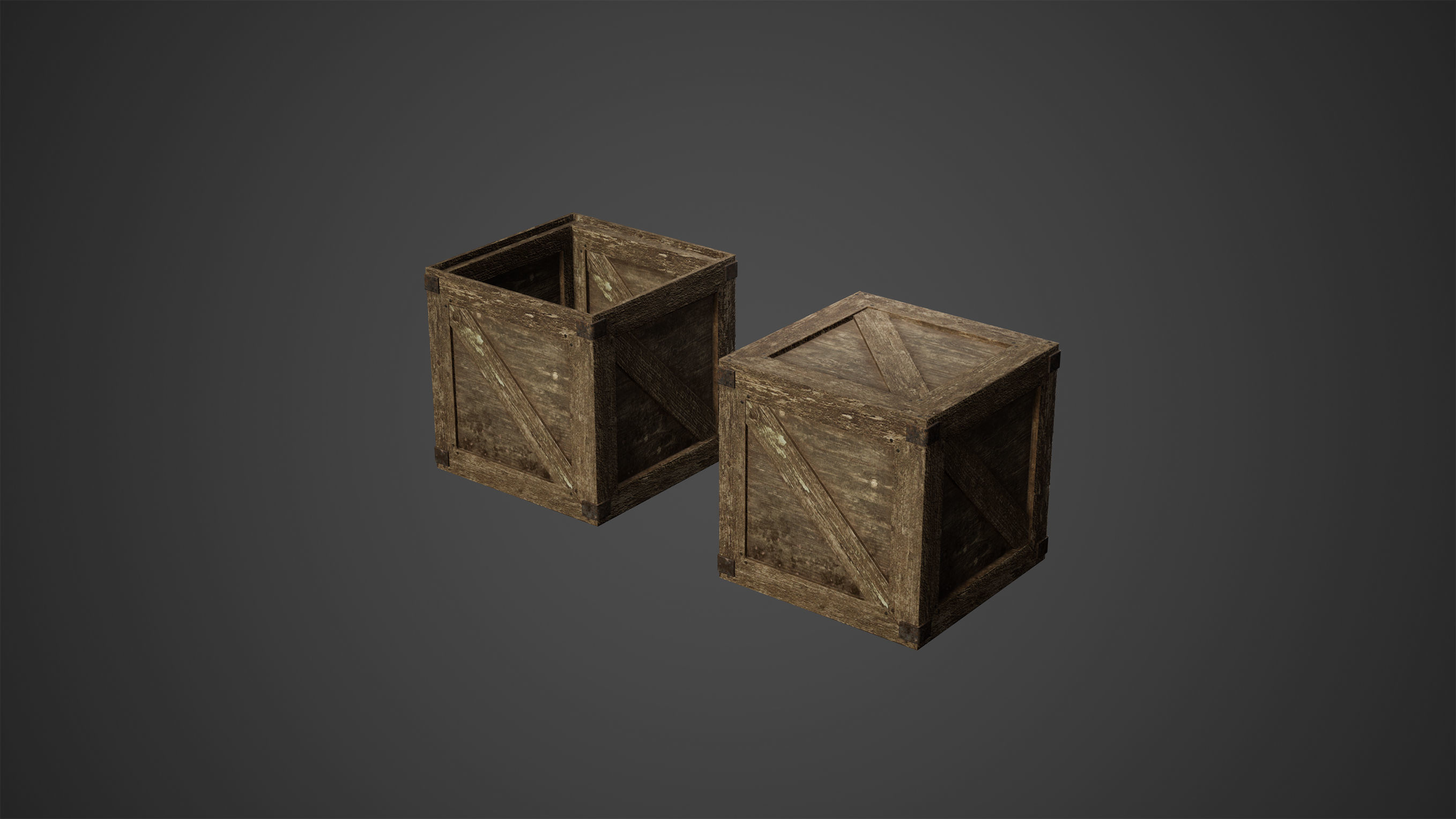 Old Wooden Crates Low Poly Game Ready Low-poly 3D model_2
